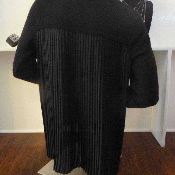 ADRIANNA PAPELL PLEATED WOVEN BACK SWEATER TOP M BLACK - Picture 11 of 16
